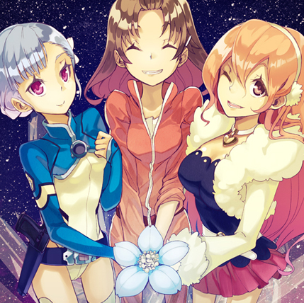 fin e ld si laffinty, kyouno madoka, and muginami (rinne no lagrange) drawn by ochakai_shin'ya