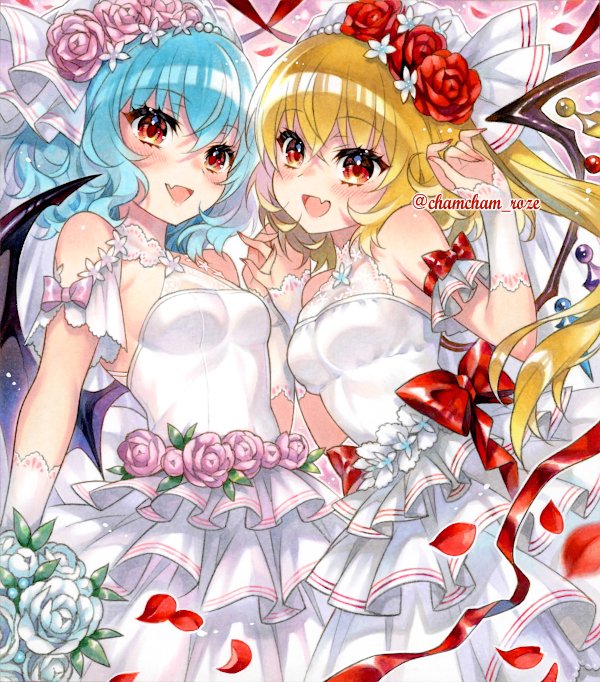 remilia scarlet and flandre scarlet (touhou) drawn by chacham