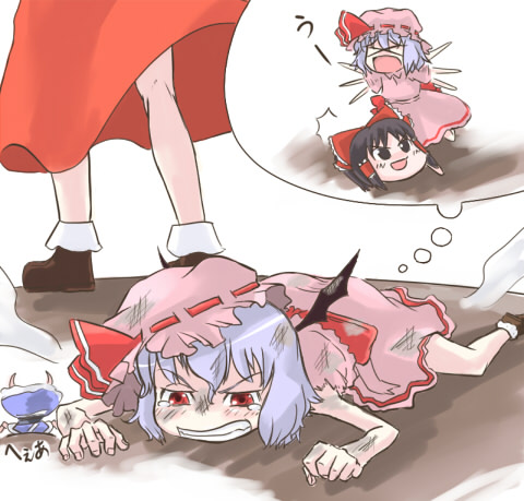 hakurei reimu, remilia scarlet, and onozuka komachi (touhou) drawn by ameimo
