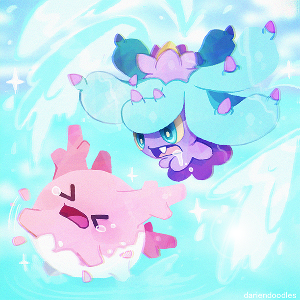 corsola and mareanie (pokemon) drawn by dariendoodles