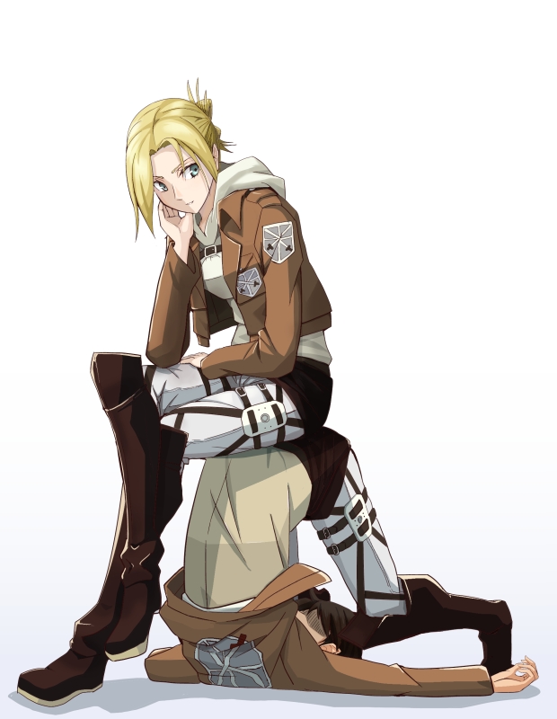 eren yeager and annie leonhart (shingeki no kyojin) drawn by negahami