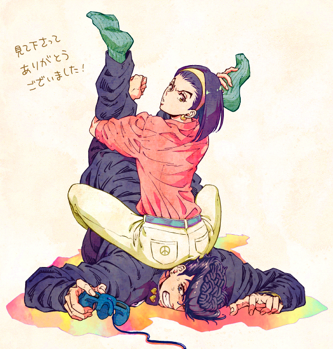 higashikata josuke and higashikata tomoko (jojo no kimyou na bouken and 1 more) drawn by uchiyama_lammy