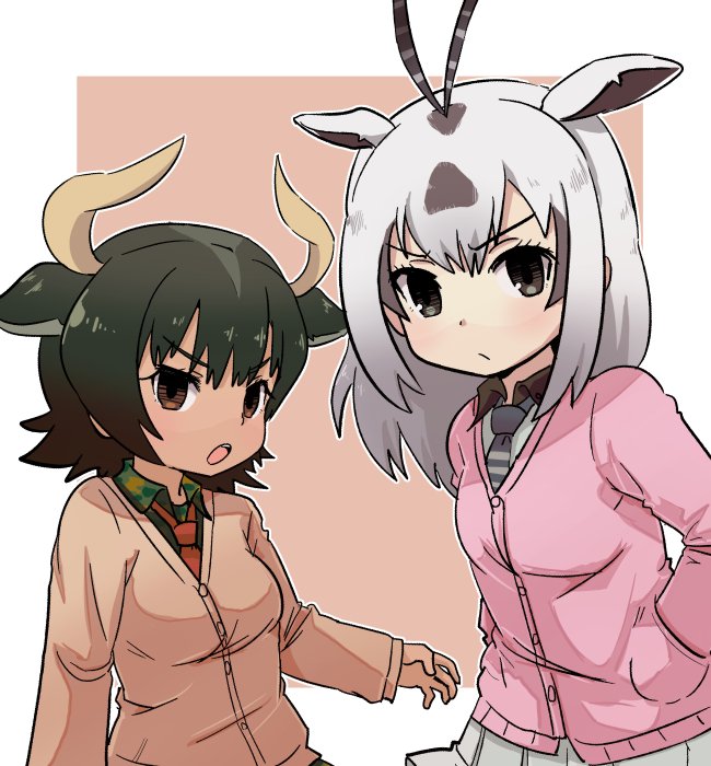 aurochs and arabian oryx (kemono friends) drawn by b3