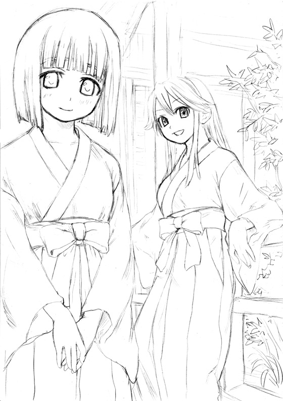 saegusa matsuri and saegusa miko (kamichu!) drawn by asanagi