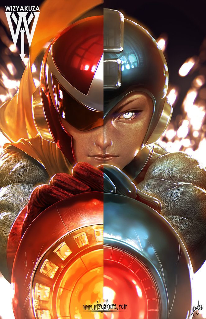 mega man and proto man (mega man) drawn by wizyakuza
