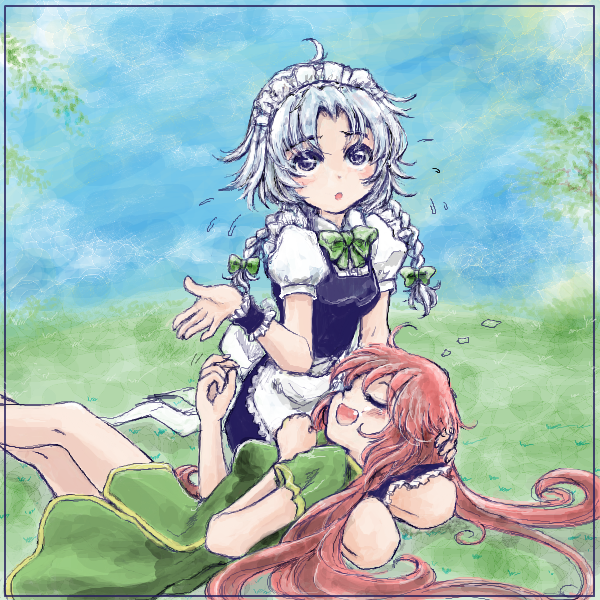 izayoi sakuya and hong meiling (touhou) drawn by nanashii_(soregasisan)