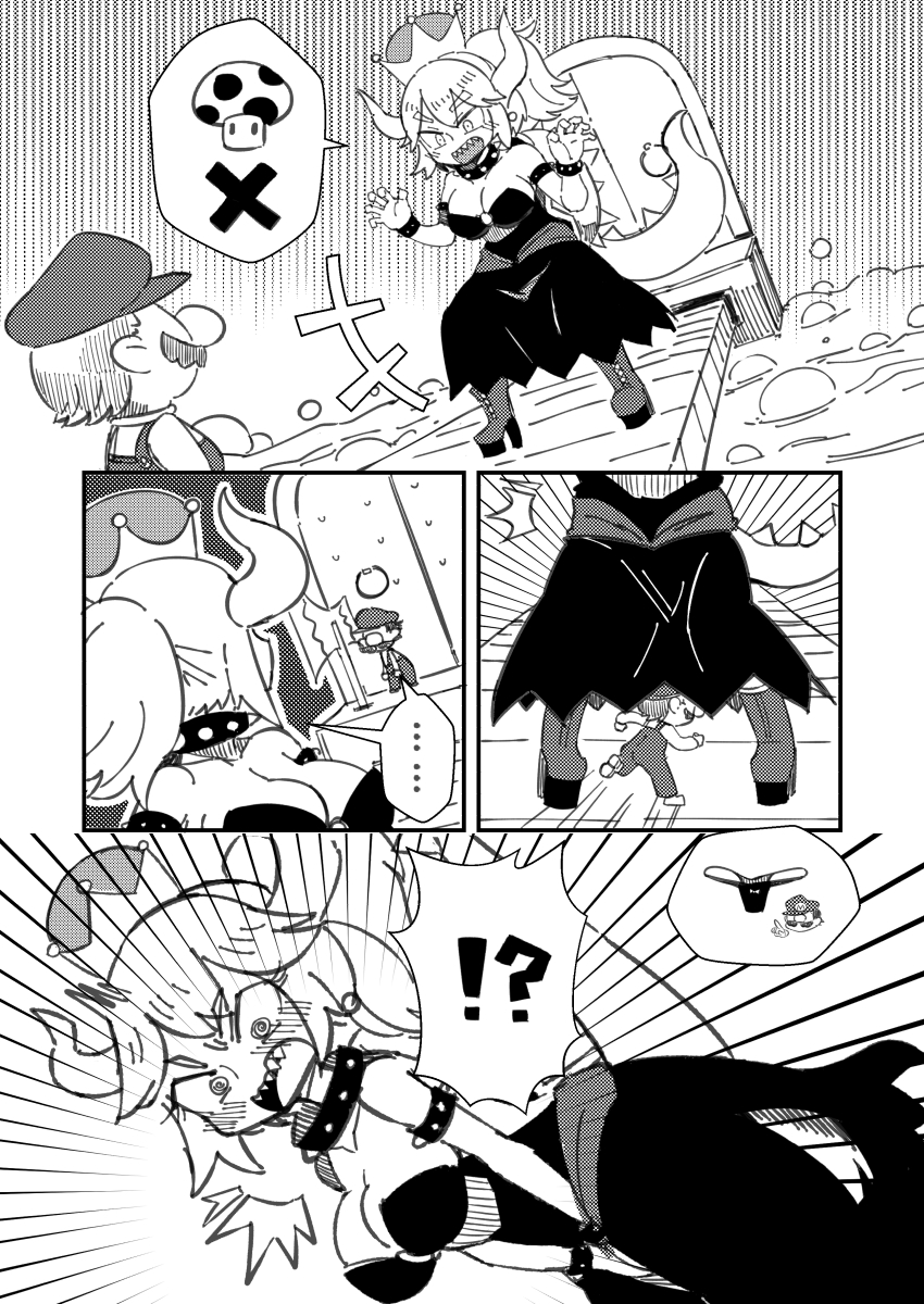 mario and bowsette (mario and 1 more) drawn by zassou_maruko