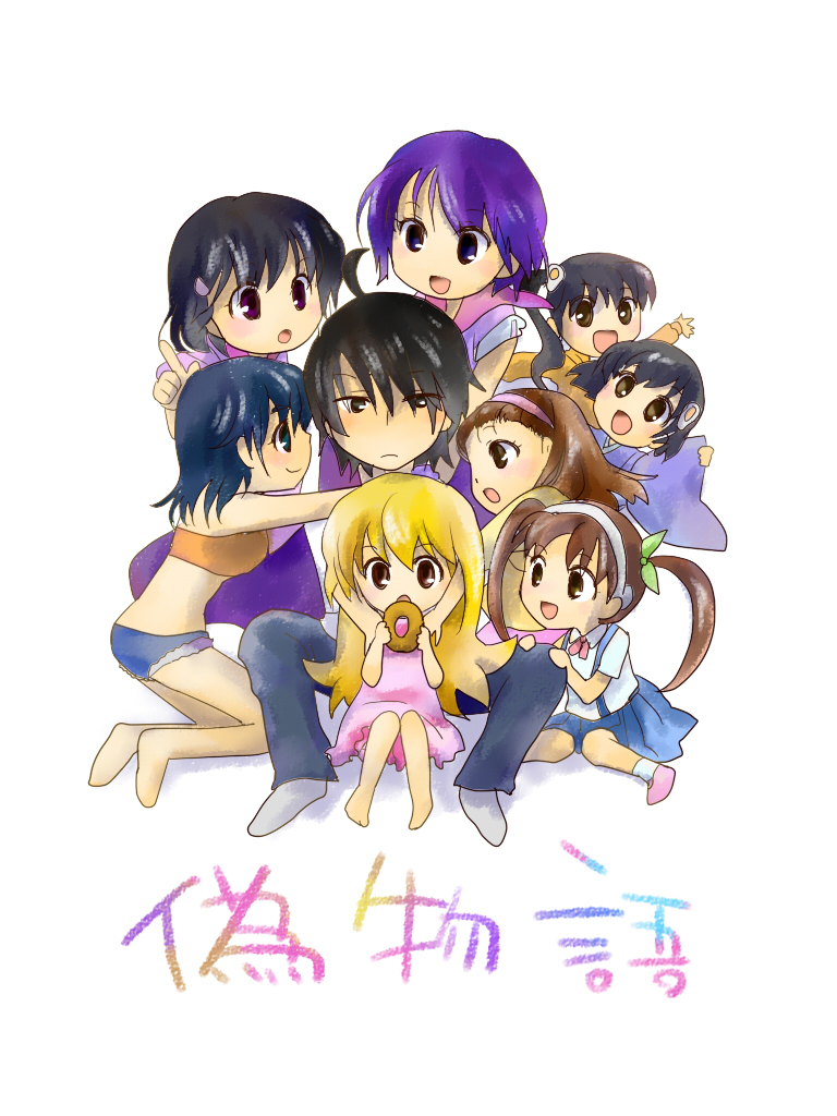 oshino shinobu, senjougahara hitagi, hanekawa tsubasa, sengoku nadeko, hachikuji mayoi, and 4 more (monogatari and 2 more) drawn by minato_(marumira)
