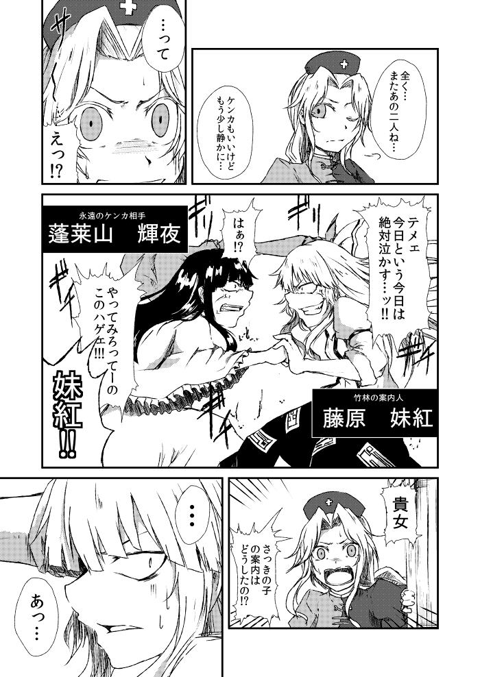 fujiwara no mokou, houraisan kaguya, and yagokoro eirin (touhou) drawn by judo_fuu
