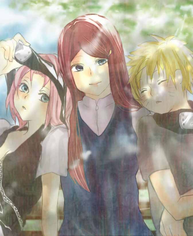 haruno sakura, uzumaki naruto, and uzumaki kushina (naruto) drawn by alice-yuki