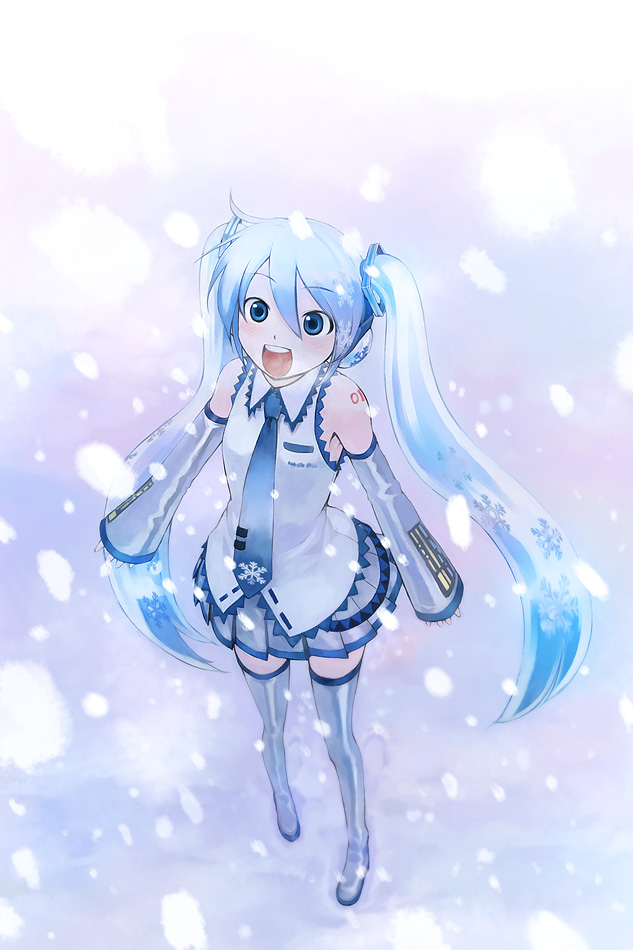 hatsune miku and yuki miku (vocaloid) drawn by ikeda_jun_(mizutamari)