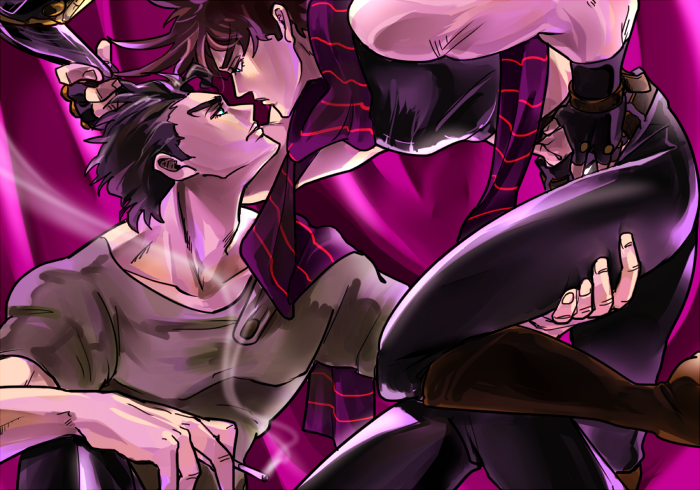 joseph joestar and kujo jotaro (jojo no kimyou na bouken and 2 more) drawn by mago_no_te