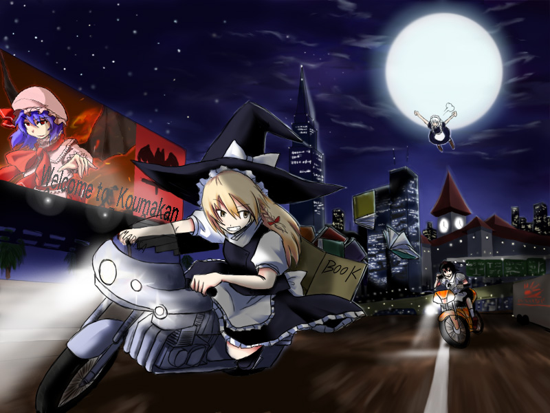 kirisame marisa, remilia scarlet, izayoi sakuya, and shameimaru aya (touhou) drawn by oyaji-sou