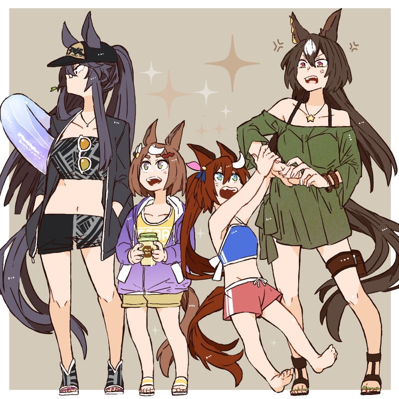 tokai teio, sirius symboli, narita brian, and tsurumaru tsuyoshi (umamusume) drawn by asuka_(junerabitts)