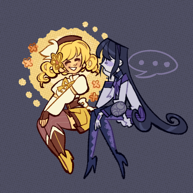 akemi homura and tomoe mami (mahou shoujo madoka magica) drawn by hoaxghost