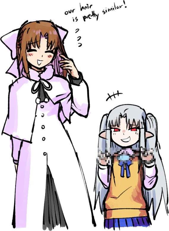 yumizuka satsuki and white len (tsukihime) drawn by kaibootsu