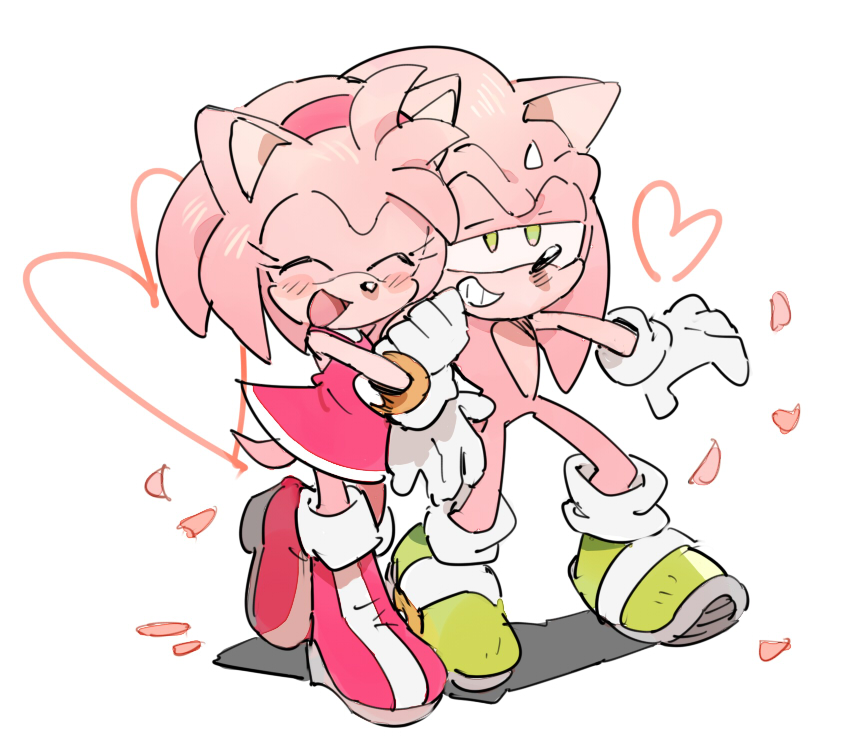 sonic the hedgehog and amy rose (sonic) drawn by chiro_(pez777)