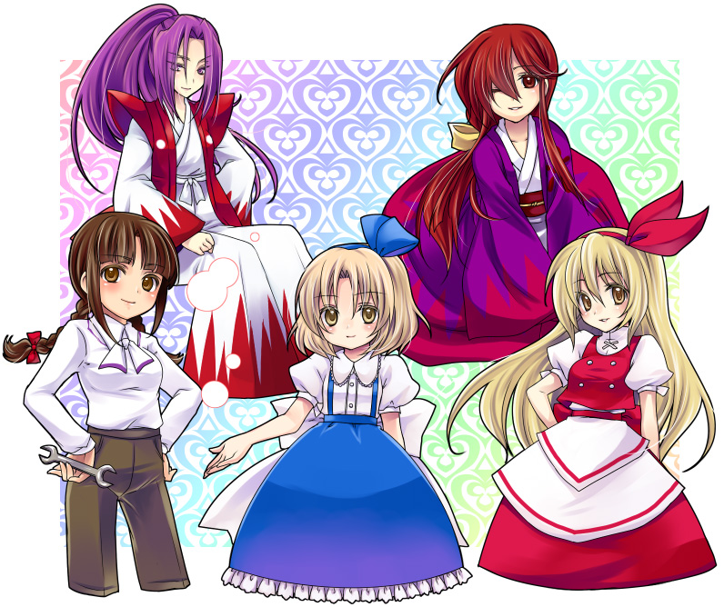 alice margatroid, ellen, meira, kotohime, and rika (touhou) drawn by yukian