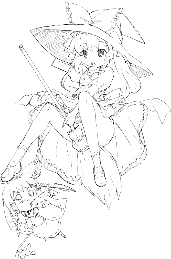 hakurei reimu and kirisame marisa (touhou) drawn by michii_yuuki