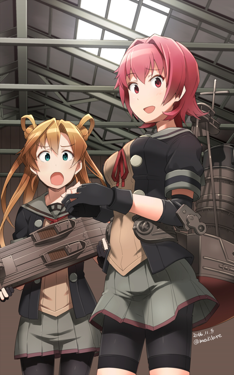 abukuma, kinu, abukuma kai ni, and kinu kai ni (kantai collection) drawn by sakura_(medilore)