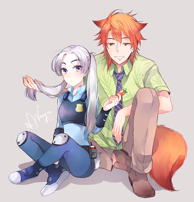 judy hopps and nick wilde (zootopia) drawn by sichol-bell