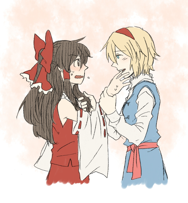 hakurei reimu and alice margatroid (touhou) drawn by torinone