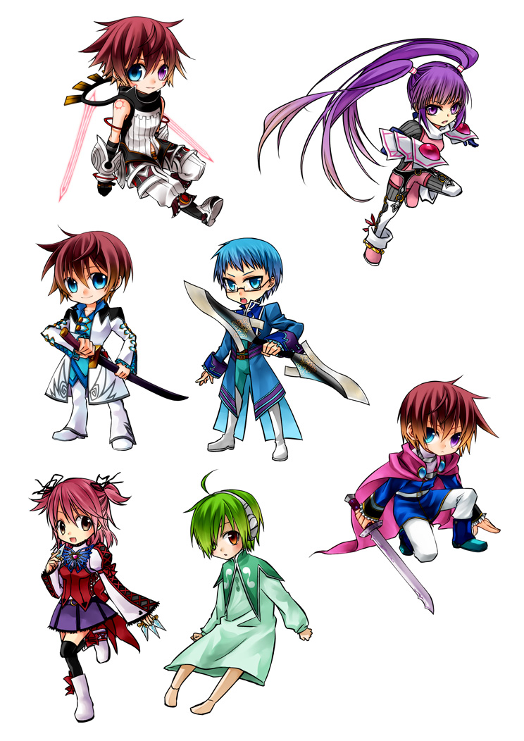sophie, asbel lhant, cheria barnes, hubert ozwell, haseo, and 2 more (tales of and 4 more) drawn by argent-ag
