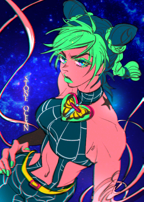 kujo jolyne (jojo no kimyou na bouken and 1 more) drawn by anzumame