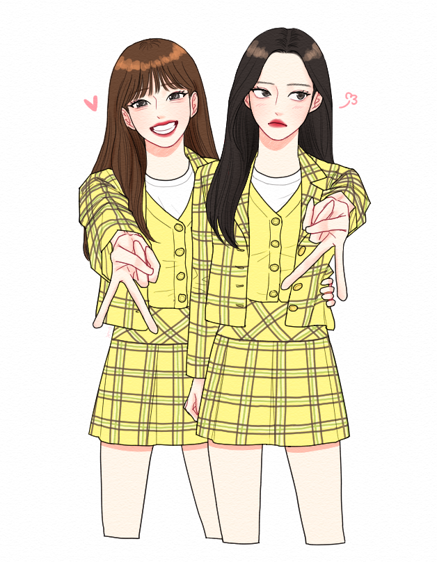 olivia hye and chuu (real life and 1 more) drawn by doo_twodot