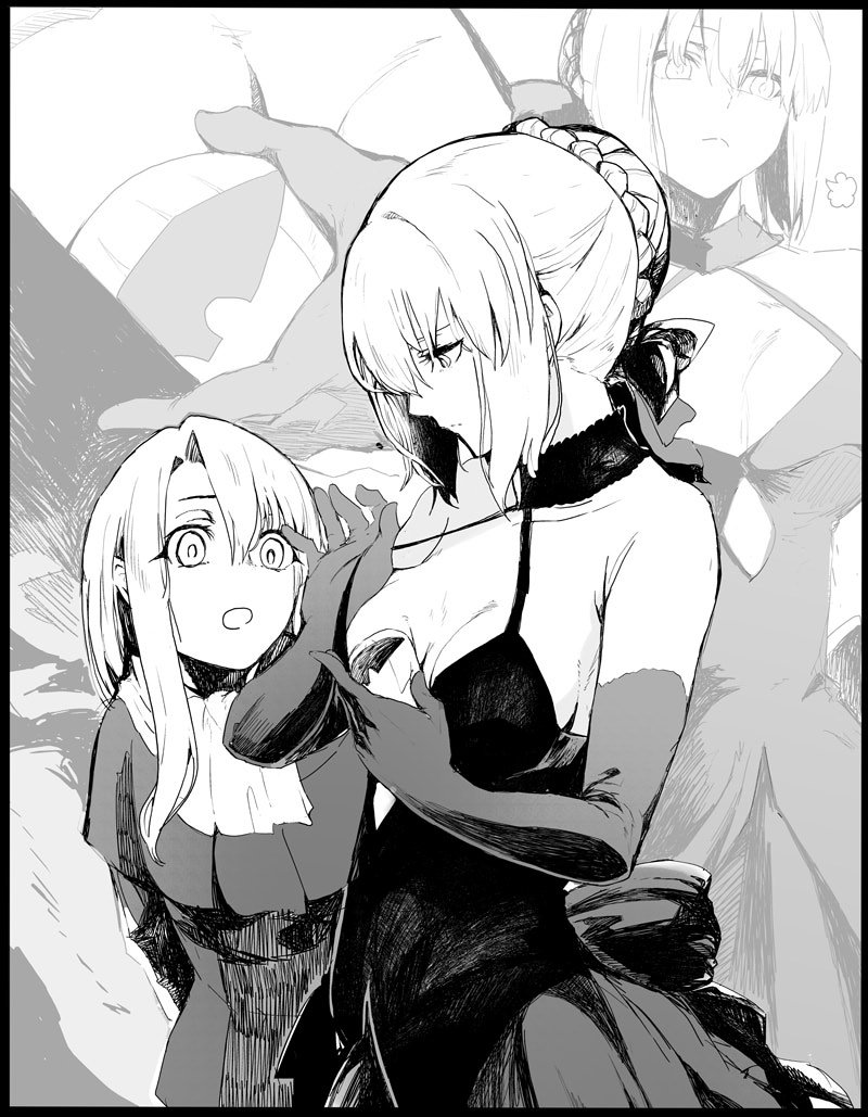 artoria pendragon, illyasviel von einzbern, and saber alter (fate and 2 more) drawn by syatey