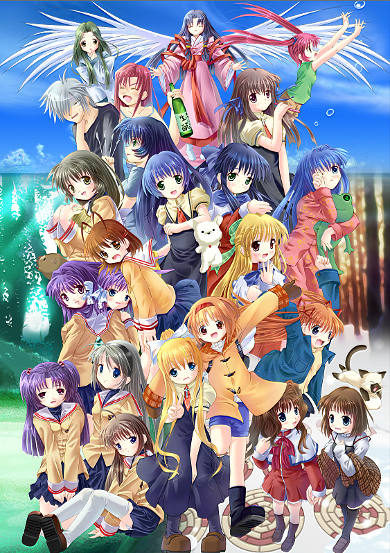 kamio misuzu, furukawa nagisa, fujibayashi kyou, ibuki fuuko, tsukimiya ayu, and 22 more (clannad and 3 more) drawn by nashigo