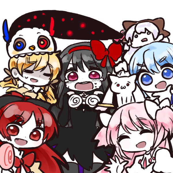 akemi homura, kaname madoka, miki sayaka, sakura kyoko, tomoe mami, and 5 more (mahou shoujo madoka magica and 1 more) drawn by fc_(efushii)