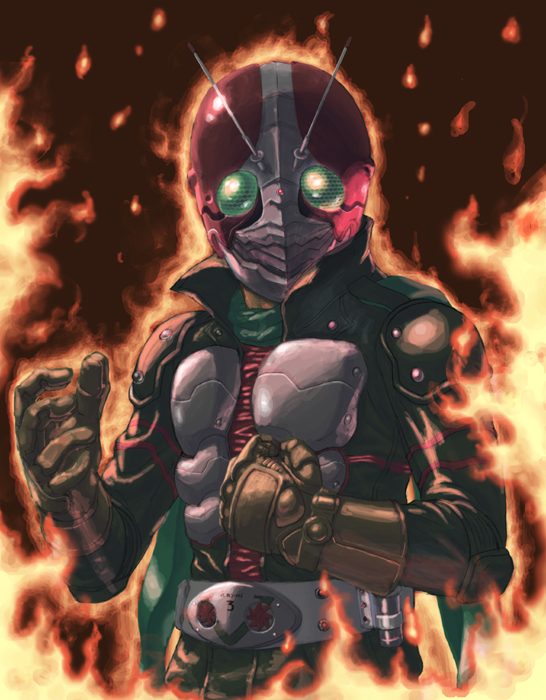 kamen rider v3 (kamen rider and 2 more) drawn by anyasu