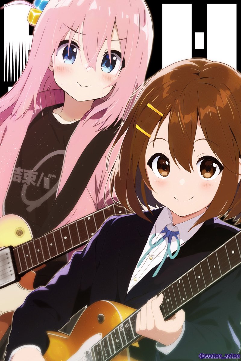 gotoh hitori and hirasawa yui (k-on! and 1 more) drawn by soutou