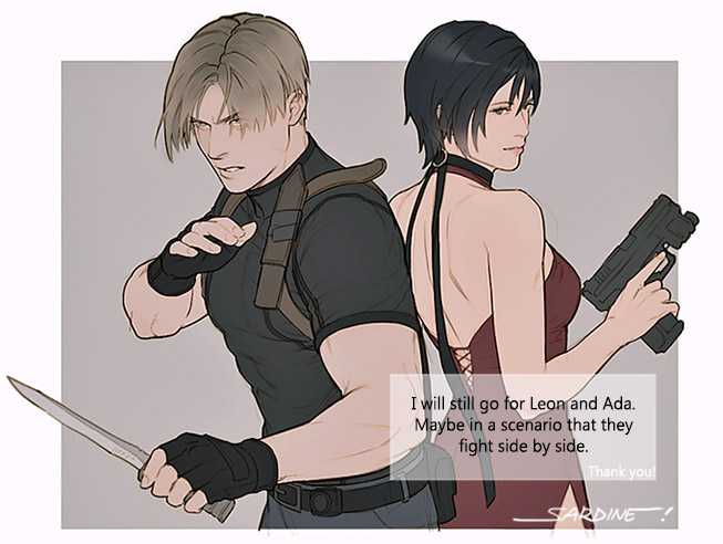 leon s. kennedy and ada wong (resident evil and 1 more) drawn by sardine_(kjr0313)