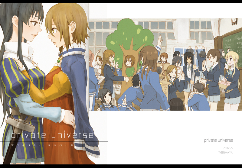 akiyama mio, hirasawa yui, tainaka ritsu, kotobuki tsumugi, manabe nodoka, and 2 more (k-on! and 1 more) drawn by oke_(okeya)