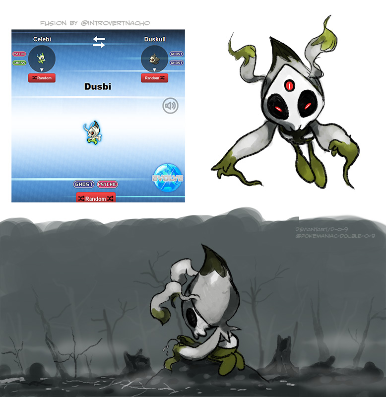 celebi and duskull (pokemon) drawn by do9bessa
