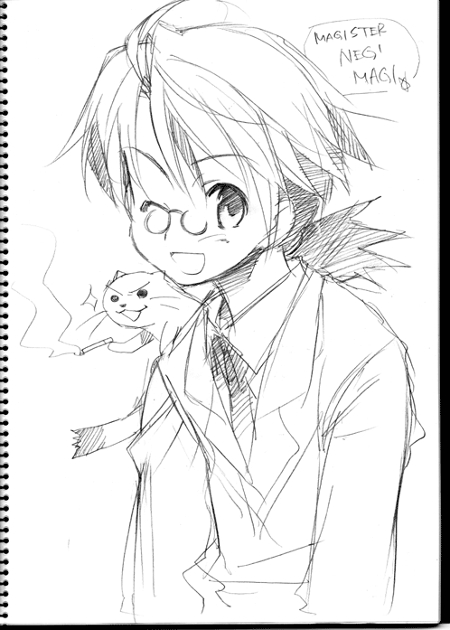 negi springfield and albert chamomille (mahou sensei negima!) drawn by ishida_akira