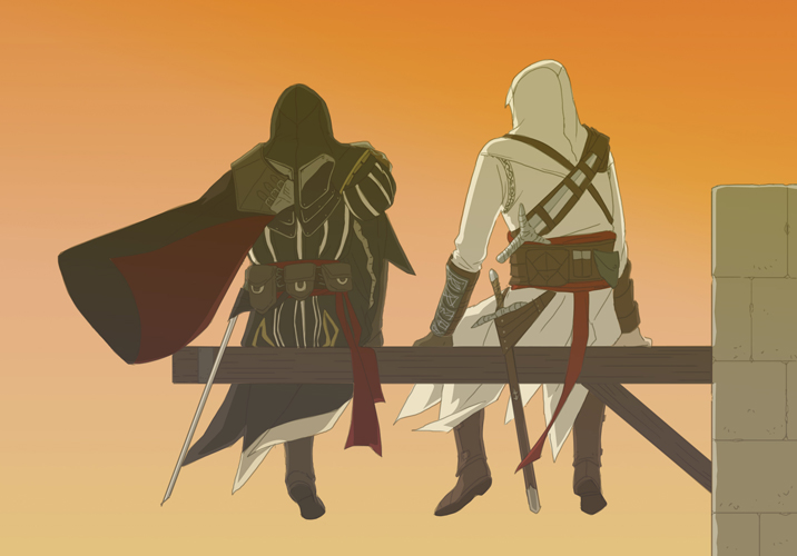 ezio auditore da firenze and altair ibn la-ahad (assassin's creed ii and 1 more) drawn by gb_(doubleleaf)