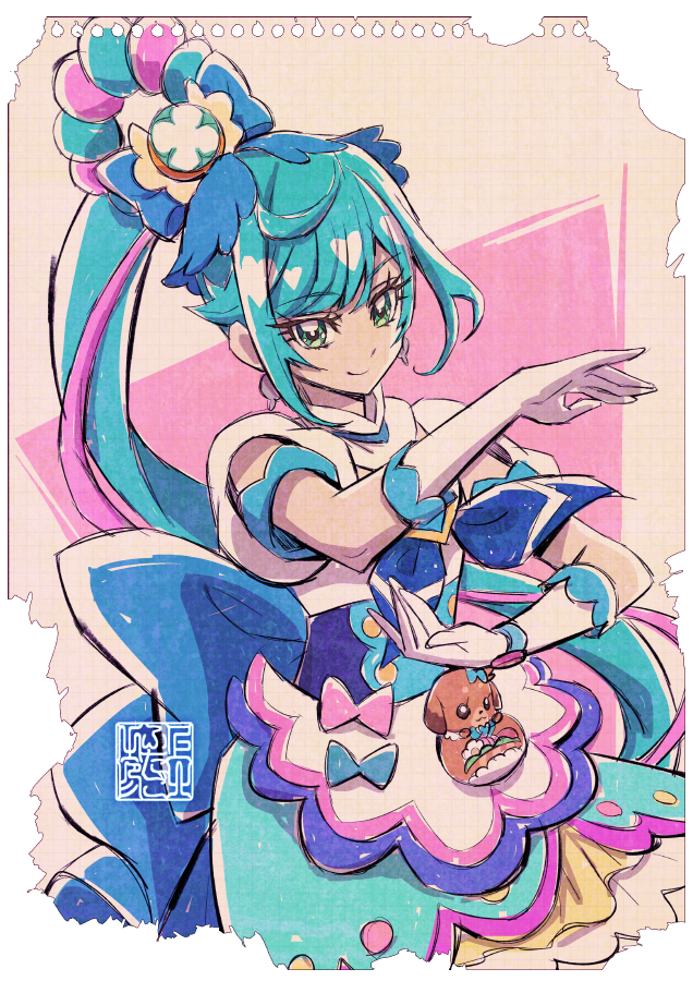 fuwa kokone, pam-pam, and cure spicy (precure and 1 more) drawn by kamikita_futago