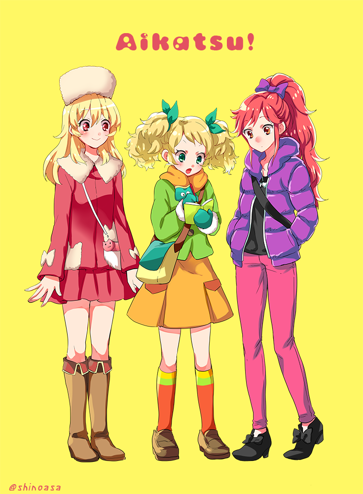 hoshimiya ichigo, saegusa kii, and otoshiro seira (aikatsu!) drawn by shinoasa