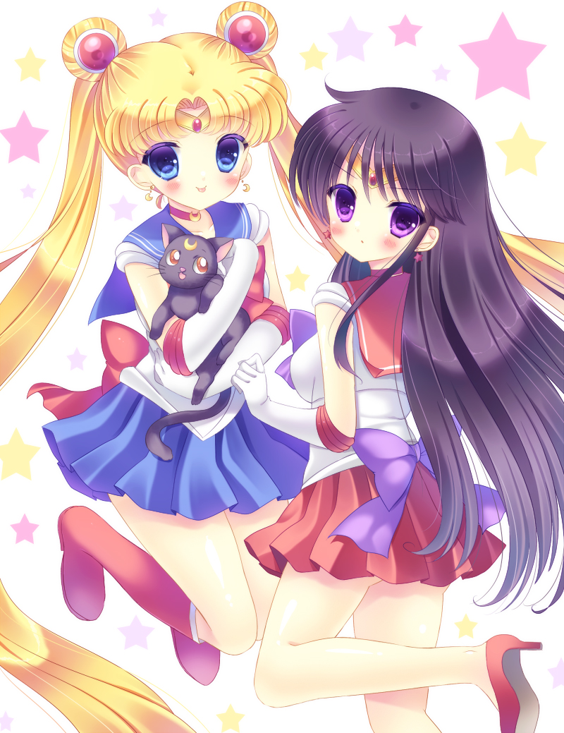 tsukino usagi, sailor moon, hino rei, sailor mars, and luna (bishoujo senshi sailor moon) drawn by kouta.