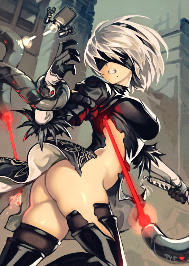 2b and pod (nier and 1 more) drawn by optionaltypo