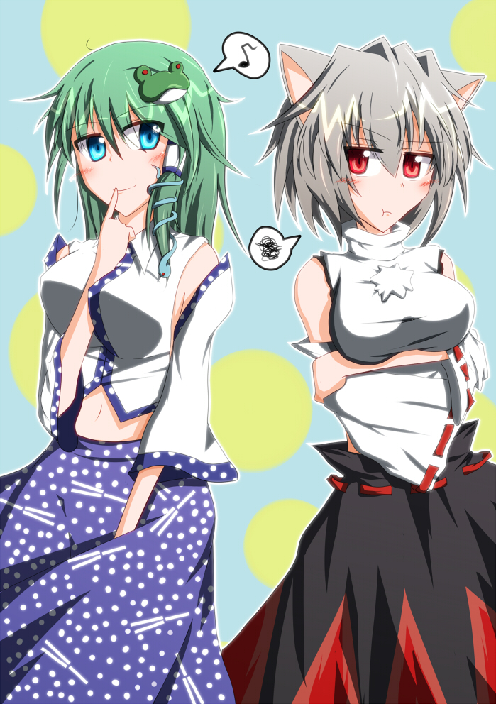 kochiya sanae and inubashiri momiji (touhou) drawn by suka_(gn0000i)