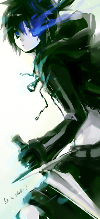 kagamine len and black rock shooter (vocaloid and 1 more) drawn by i-riya