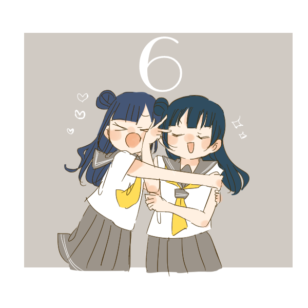 tsushima yoshiko and kobayashi aika (love live! and 2 more) drawn by kase_(ks_lys)