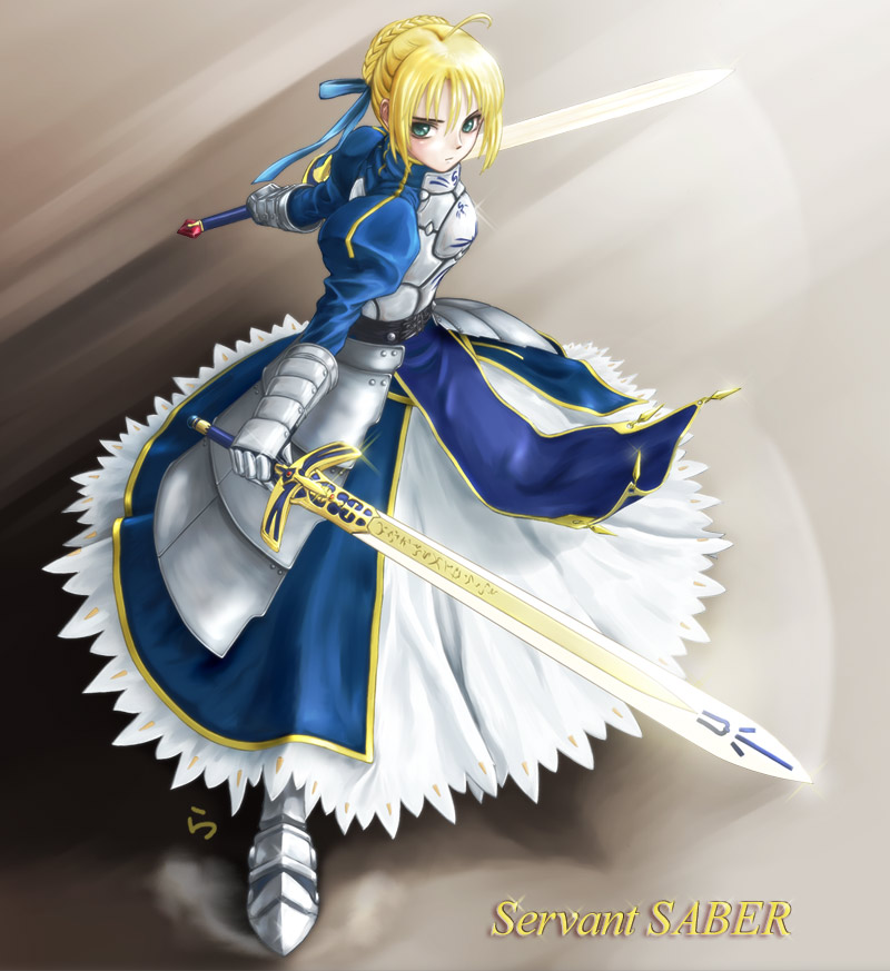 artoria pendragon and saber (fate and 1 more) drawn by rasukaru