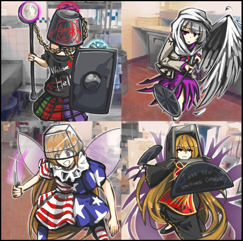 clownpiece, junko, hecatia lapislazuli, and kishin sagume (touhou and 1 more) drawn by kaliningradg