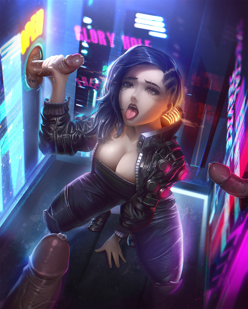 v and valerie (cyberpunk and 1 more) drawn by rgate