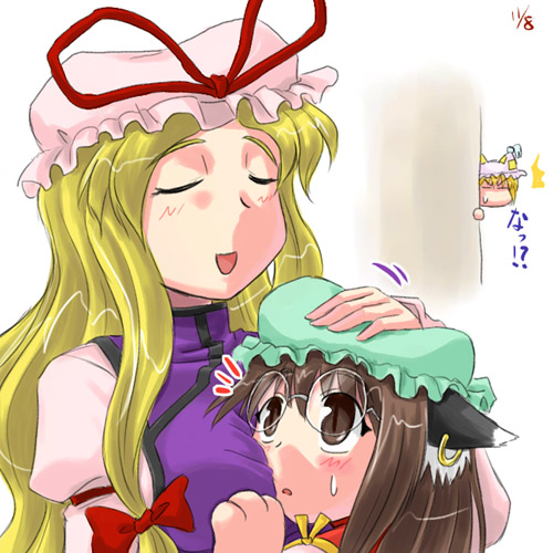yakumo yukari, yakumo ran, and chen (touhou) drawn by sasuke_(sasuke_no_sato)